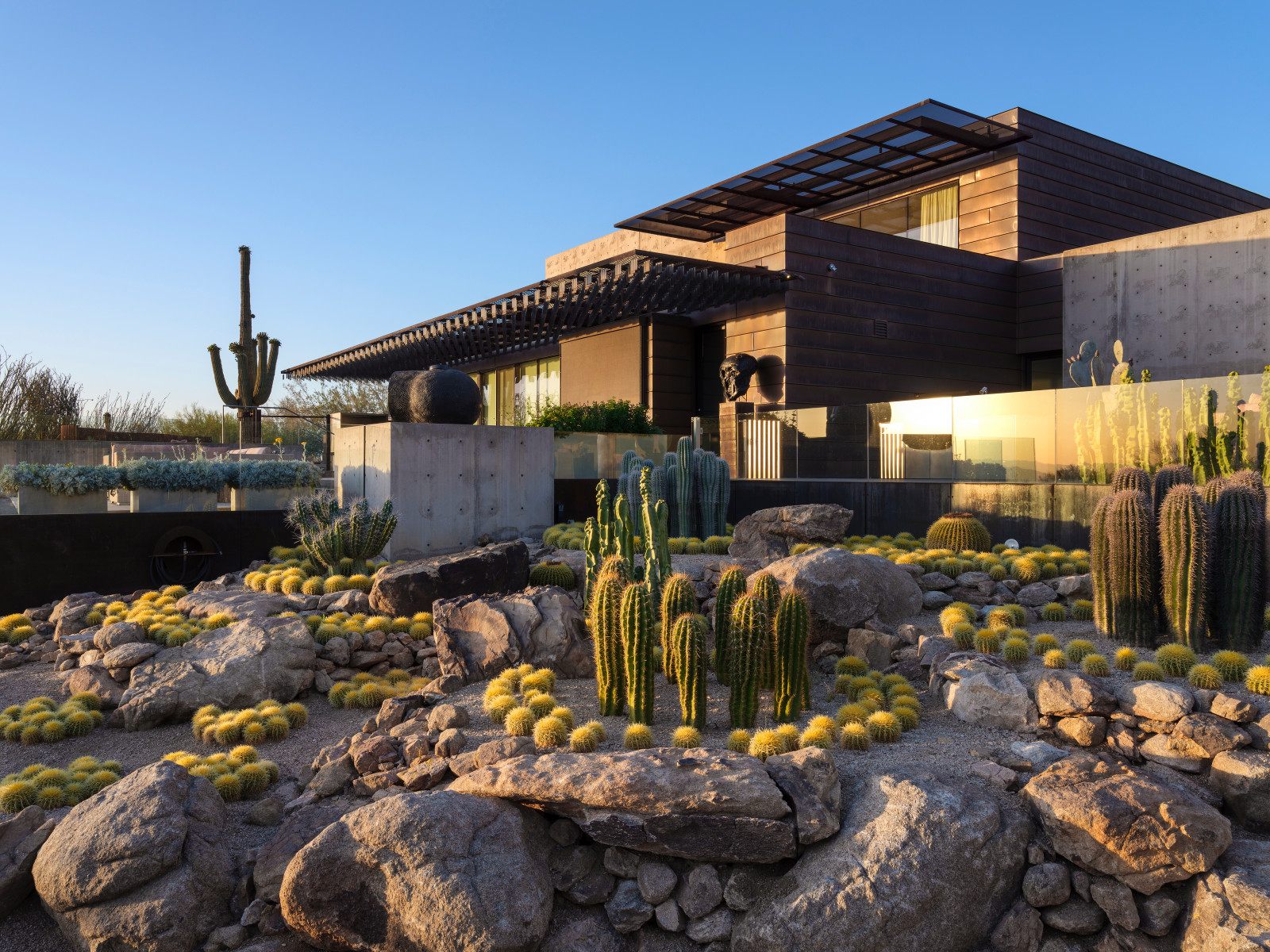 Drought-tolerant landscaping with stone and desert planting