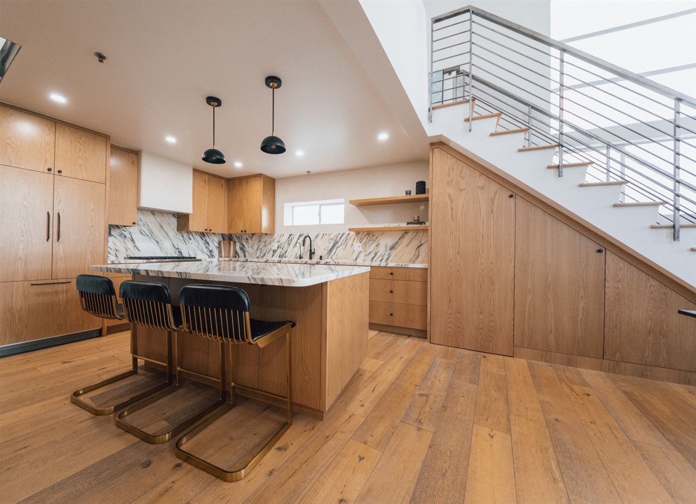 Marina del Rey kitchen remodel â€” warm wood cabinetry with clean modern lines, by ARKO Remodeling