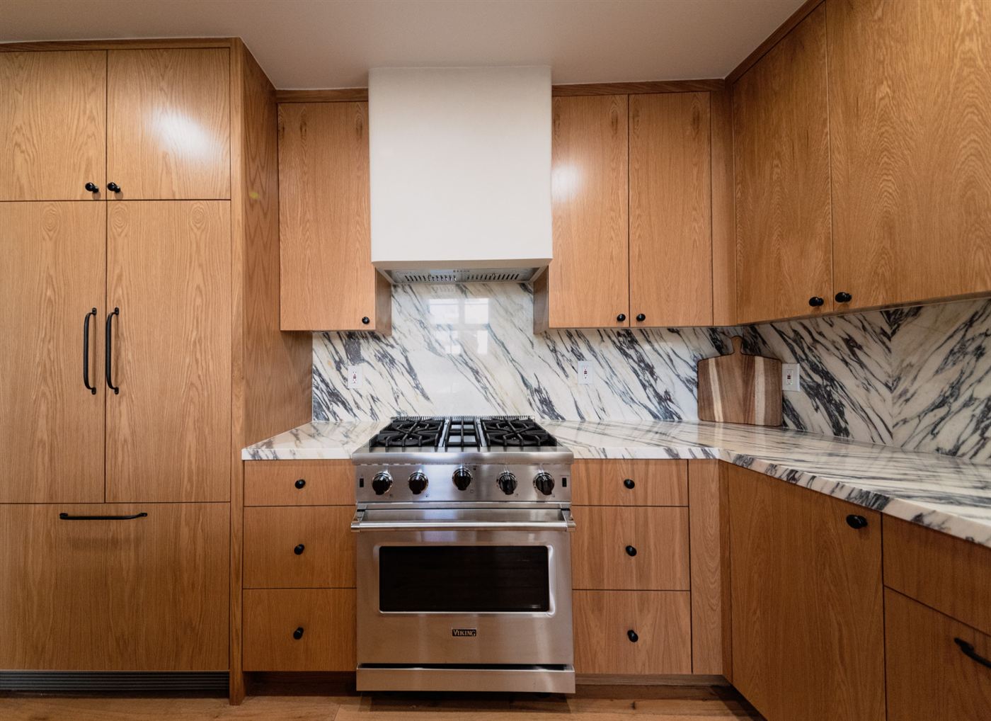 Marina del Rey kitchen remodel â€” warm wood cabinetry with clean modern lines, by ARKO Remodeling