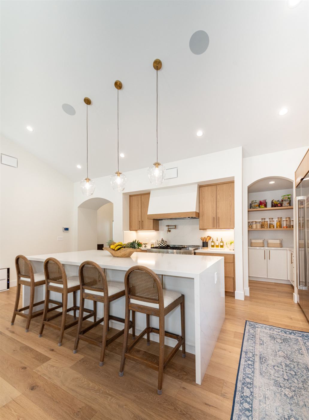 Pasadena modern kitchen â€” light wood cabinets with brass hardware, by ARKO Remodeling