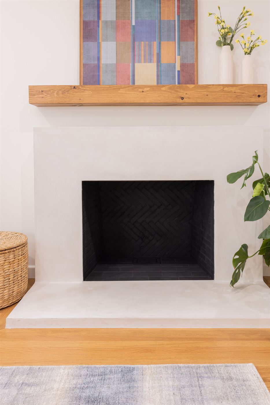 Cozy modern living room with fireplace