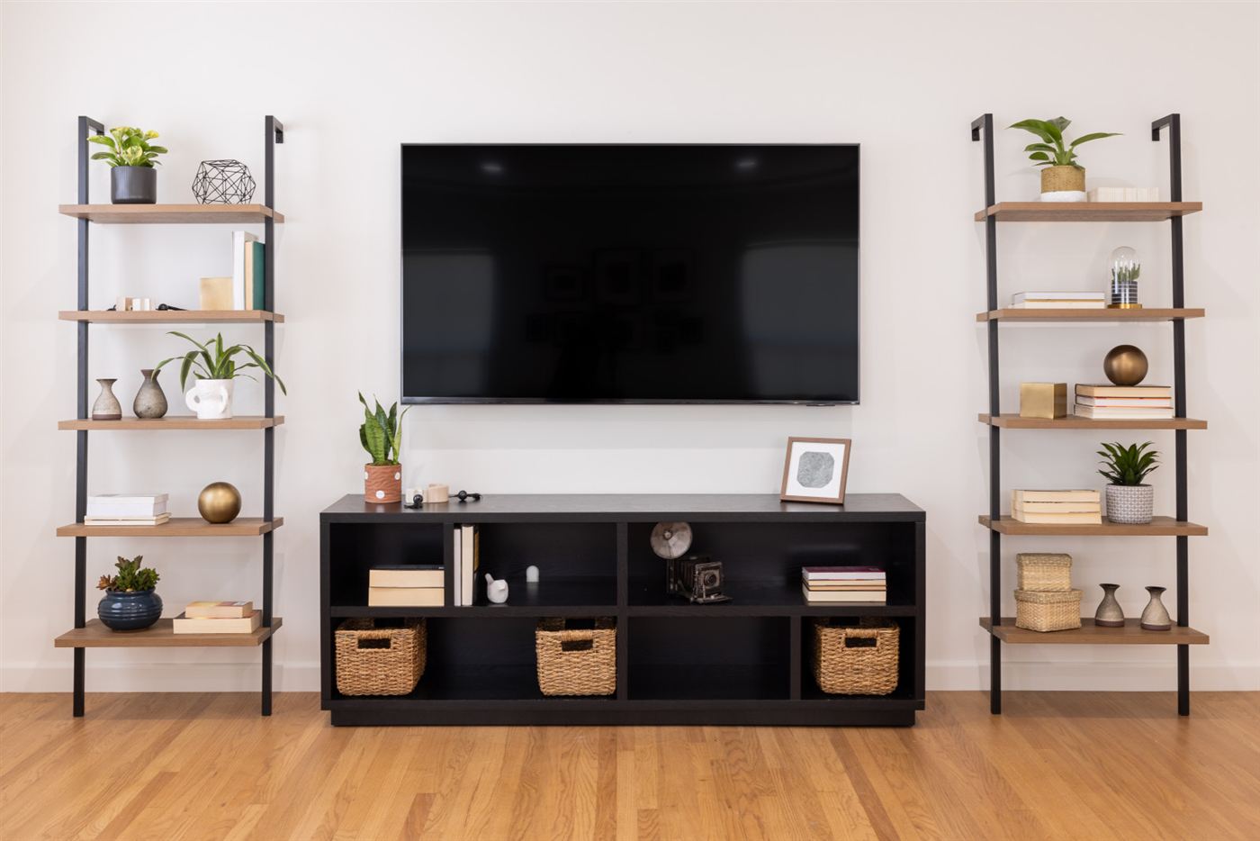Modern living room with wall-mounted television