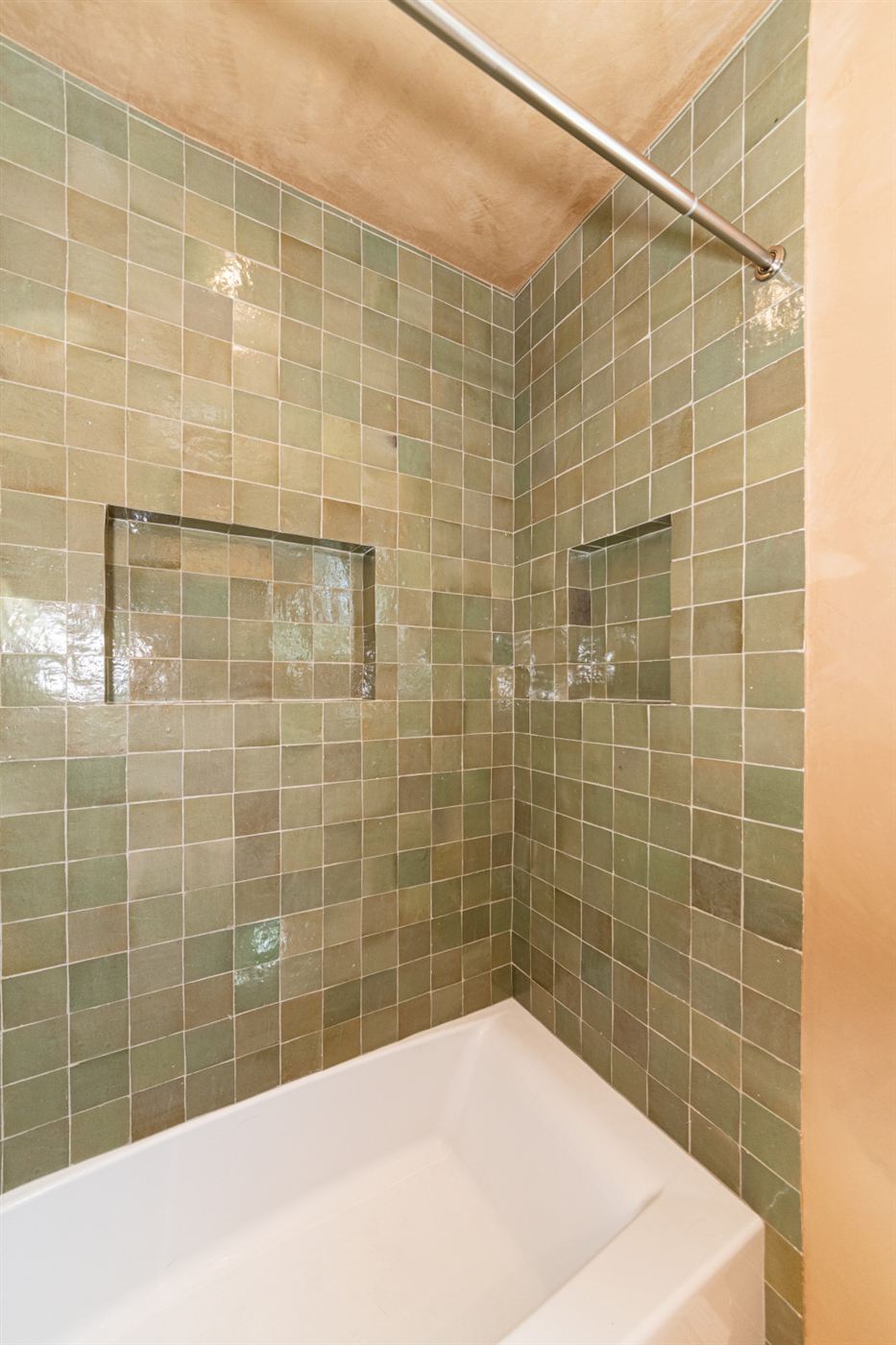 Woodland Hills bathroom â€” custom oak double vanity with white quartz countertop, by ARKO Remodeling